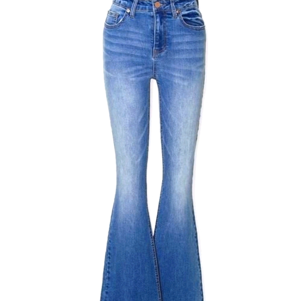 Forever 21 Recycled Whiskered Flare-Leg Jeans